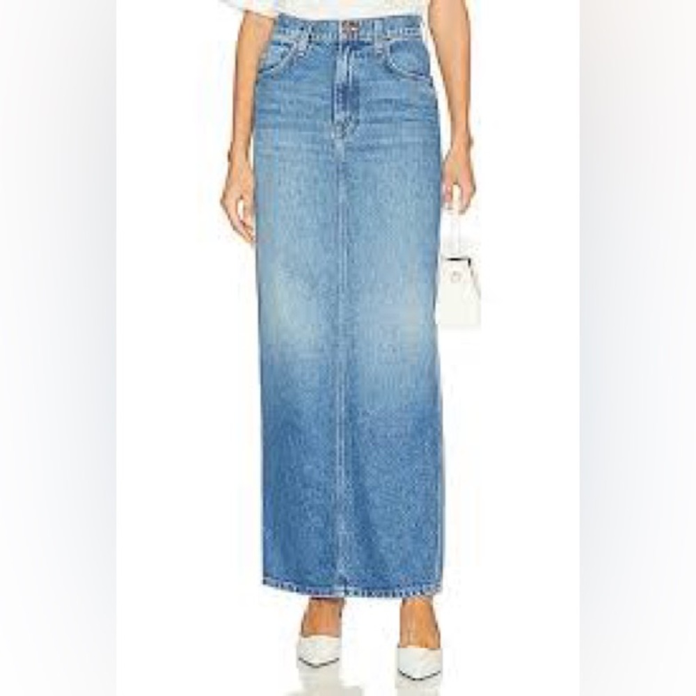 MOTHER The Candy Stick Denim Maxi Skirt NWOT Size 26 MSRP $208